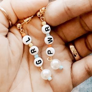 Girl power earrings, girl boss earrings, letter beads earrings, bff gift